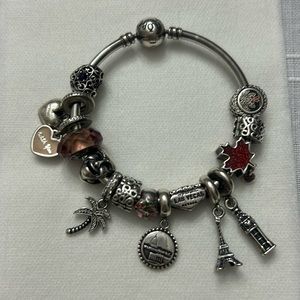 ORIGINAL 925 PANDORA BRACELET WITH 14 CHARMS